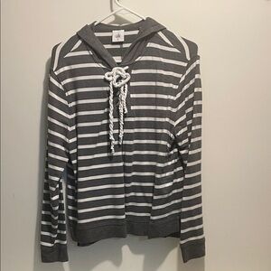 Women's Striped Gray Casual T-shirt